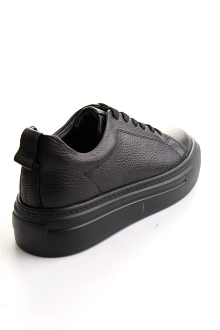 Siyah Floter Hakiki Deri Erkek Sneaker E01089009540