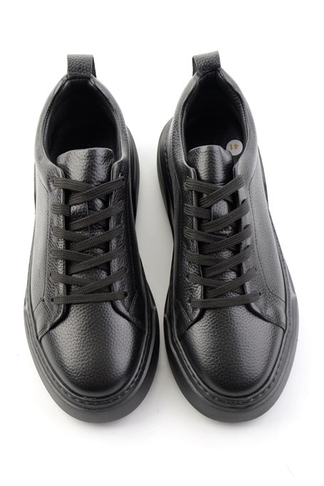 Siyah Floter Hakiki Deri Erkek Sneaker E01082020240