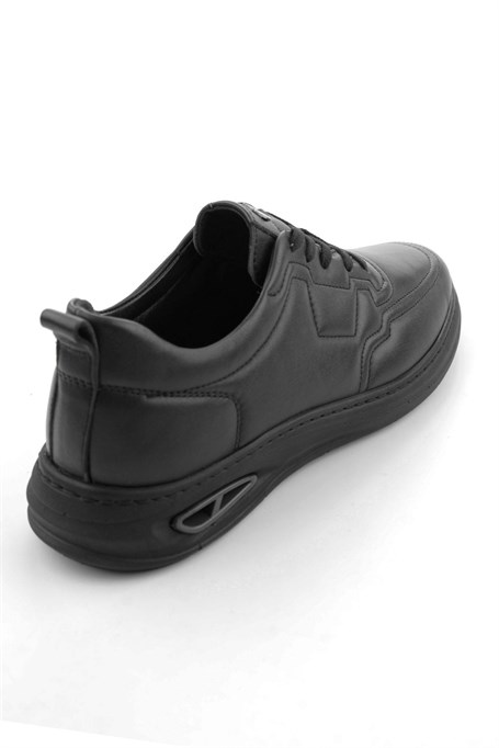 Siyah Hakiki Deri Erkek Casual Ayakkabı E01070225043
