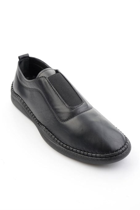 Siyah Hakiki Deri Erkek Casual Ayakkabı E01045202203