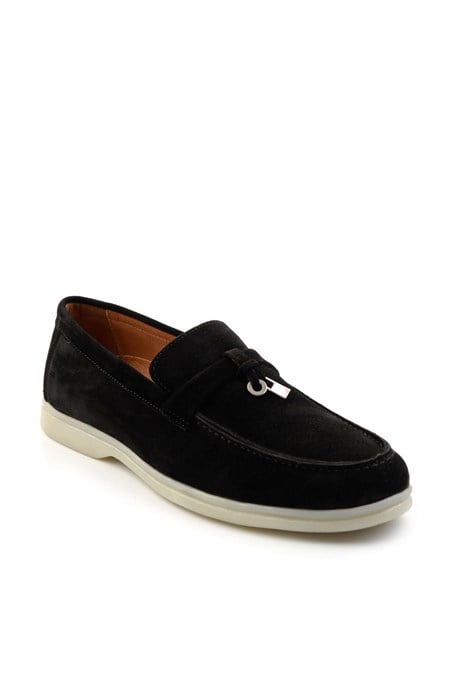 Siyah Hakiki Deri Erkek Espadril E01079972602