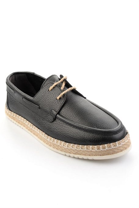 Siyah Hakiki Deri Erkek Espadril E01698689140