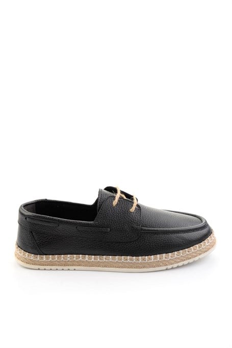 Siyah Hakiki Deri Erkek Espadril E01698689140