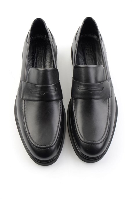 Siyah Hakiki Deri Erkek Klasik Ayakkabı E01011042941
