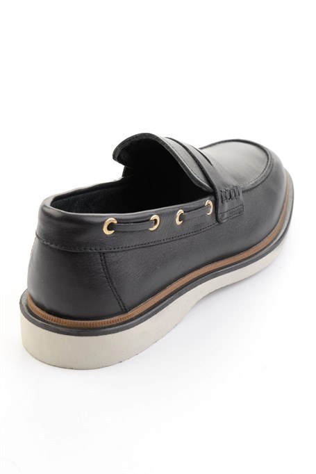 Siyah Hakiki Deri Erkek Loafer Ayakkabı E01698626003