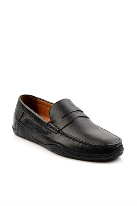 Siyah Hakiki Deri Erkek Loafer Ayakkabı E01547008143