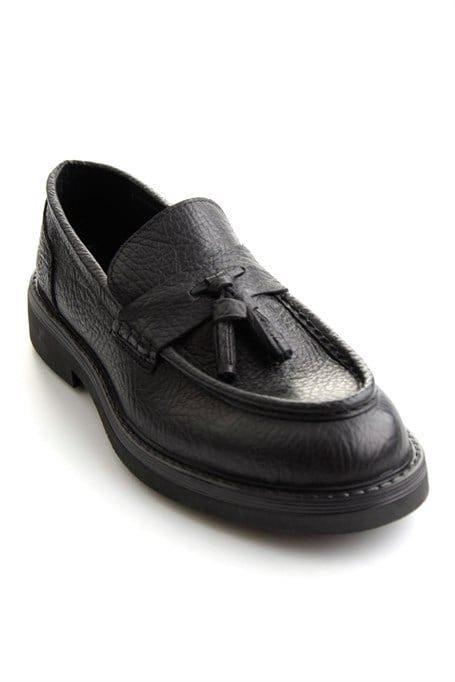 Siyah Hakiki Deri Erkek Loafer Ayakkabı E01597010503