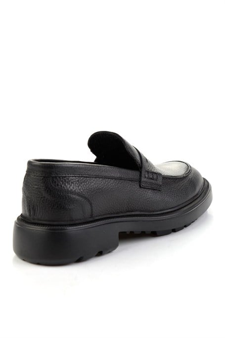 Siyah Hakiki Deri Erkek Loafer Ayakkabı E01054200440