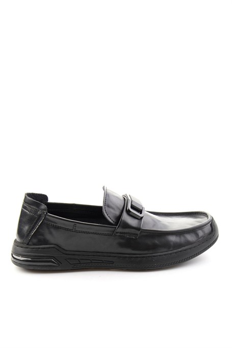 Siyah Hakiki Deri Erkek Loafer Ayakkabı E01185590203