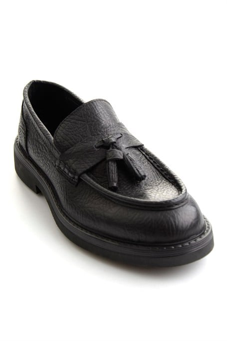 Siyah Hakiki Deri Erkek Loafer Ayakkabı E01597010503