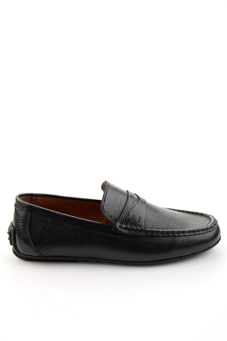 Siyah Hakiki Deri Erkek Loafer Ayakkabı E01547011240