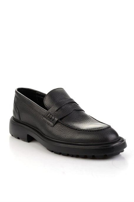 Siyah Hakiki Deri Erkek Loafer Ayakkabı E01054200440