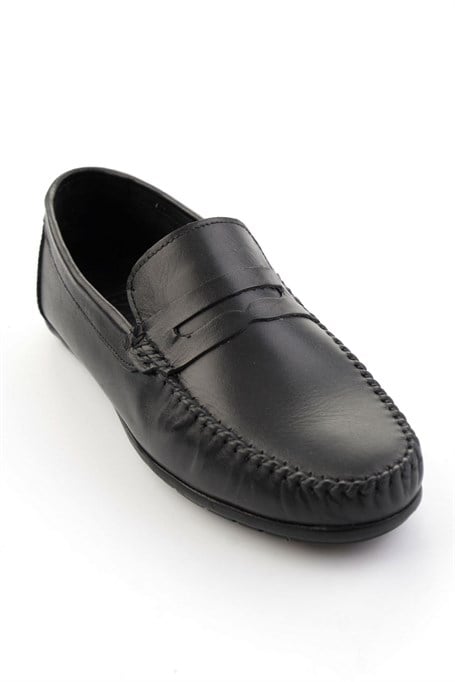 Siyah Hakiki Deri Erkek Loafer Ayakkabı E01523111103