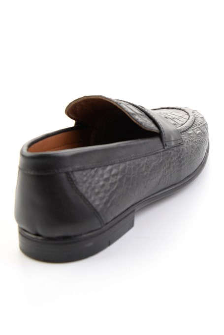 Siyah Hakiki Deri Erkek Loafer Ayakkabı E01594004103