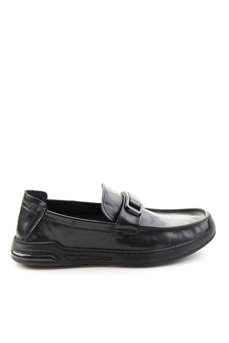 Siyah Hakiki Deri Erkek Loafer Ayakkabı E01185590203