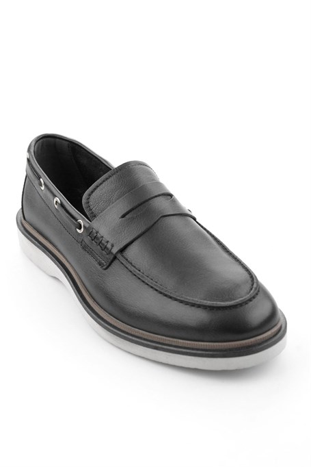 Siyah Hakiki Deri Erkek Loafer Ayakkabı E01698626003