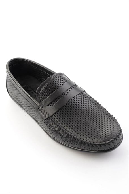 Siyah Hakiki Deri Erkek Loafer Ayakkabı E01697033003