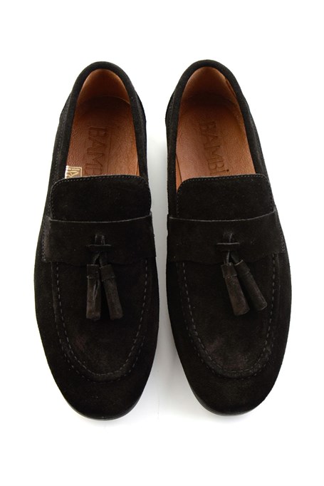 Siyah Hakiki Deri Erkek Loafer Ayakkabı E01594456502