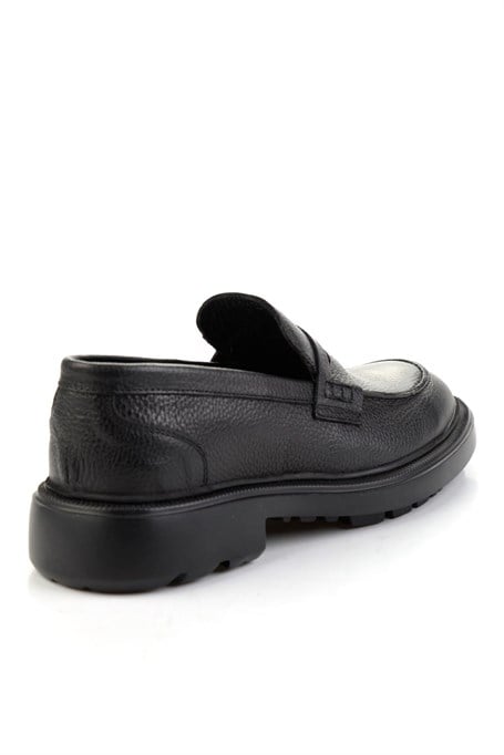Siyah Hakiki Deri Erkek Loafer Ayakkabı E01054200440