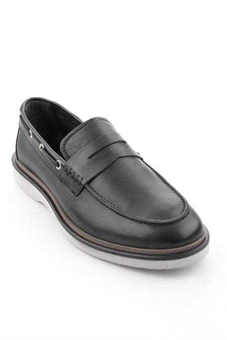 Siyah Hakiki Deri Erkek Loafer Ayakkabı E01698626003