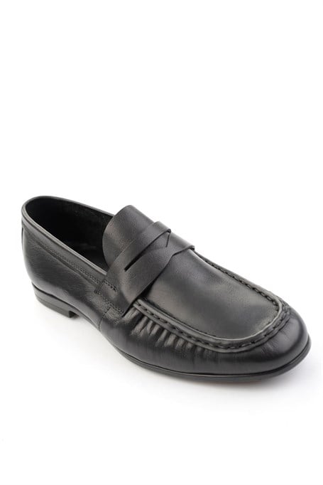 Siyah Hakiki Deri Erkek Loafer Ayakkabı E01648621803