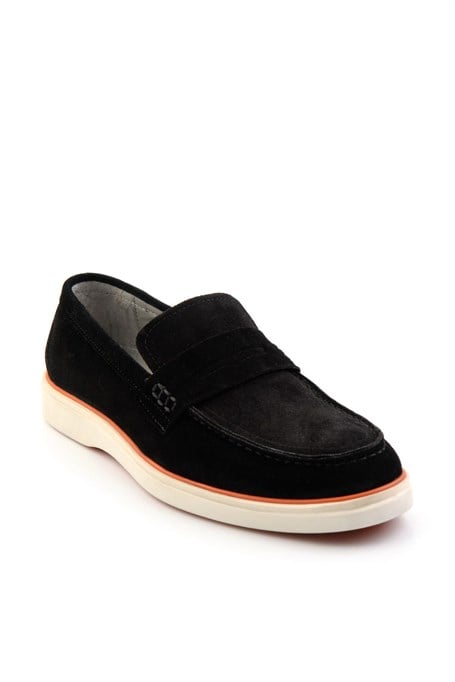 Siyah Hakiki Deri Erkek Loafer Ayakkabı E01054184802