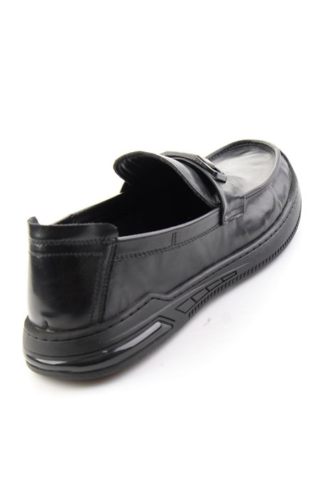Siyah Hakiki Deri Erkek Loafer Ayakkabı E01185590203