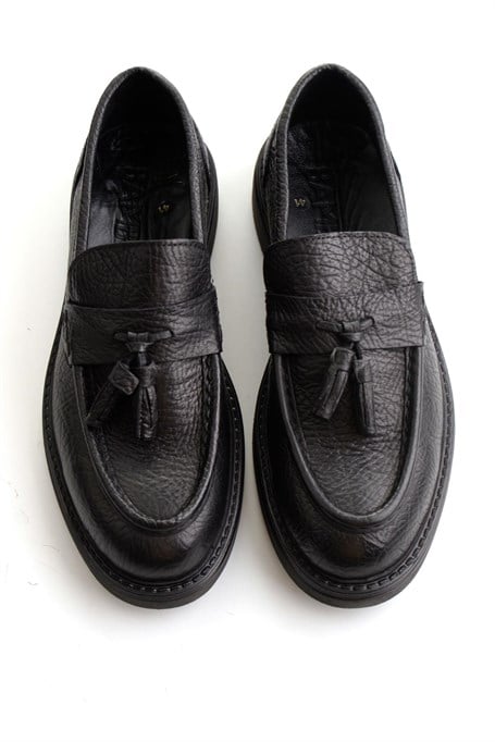 Siyah Hakiki Deri Erkek Loafer Ayakkabı E01597010503
