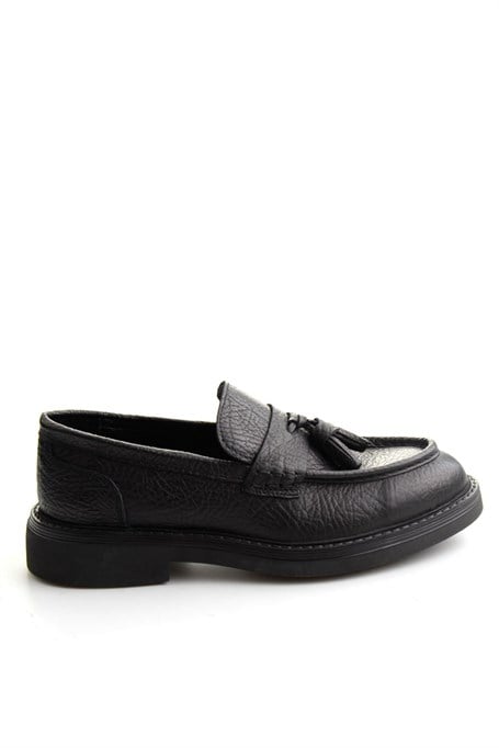 Siyah Hakiki Deri Erkek Loafer Ayakkabı E01597010503