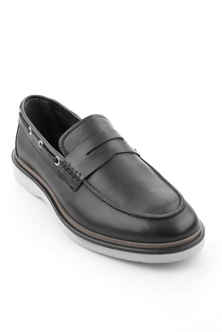 Siyah Hakiki Deri Erkek Loafer Ayakkabı E01698626003