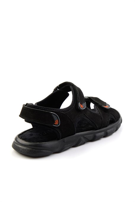 Siyah Hakiki Deri Erkek Sandalet E05078102501