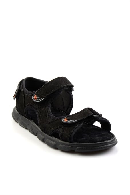 Siyah Hakiki Deri Erkek Sandalet E05078102501