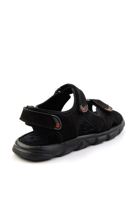 Siyah Hakiki Deri Erkek Sandalet E05078102501