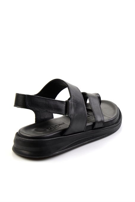 Siyah Hakiki Deri Erkek Sandalet E05433401043