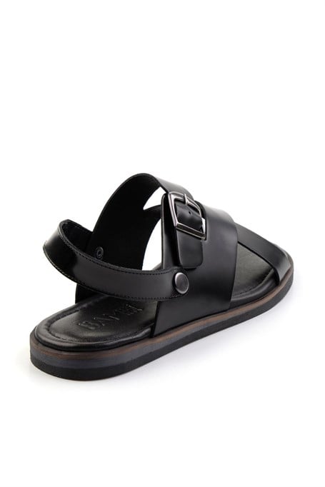 Siyah Hakiki Deri Erkek Sandalet E05433071014