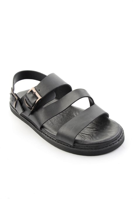 Siyah Hakiki Deri Erkek Sandalet E05557269003