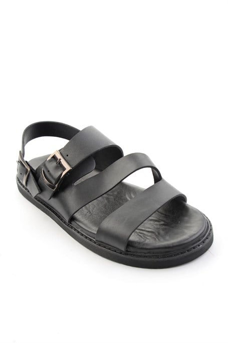 Siyah Hakiki Deri Erkek Sandalet E05557269003