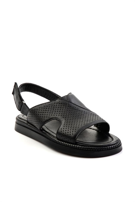 Siyah Hakiki Deri Erkek Sandalet E05557240643