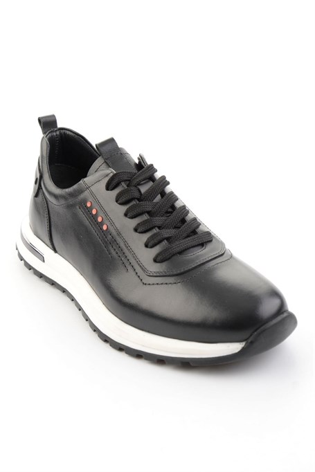 Siyah Hakiki Deri Erkek Sneaker E01011041841