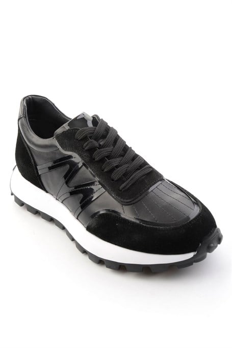 Siyah Hakiki Deri Erkek Sneaker E01011043303