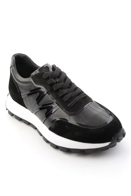 Siyah Hakiki Deri Erkek Sneaker E01011043303