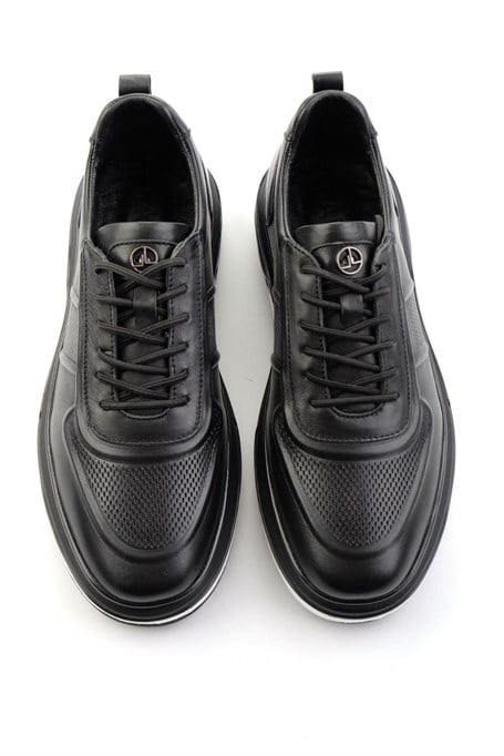 Siyah Hakiki Deri Erkek Sneaker E01018250303