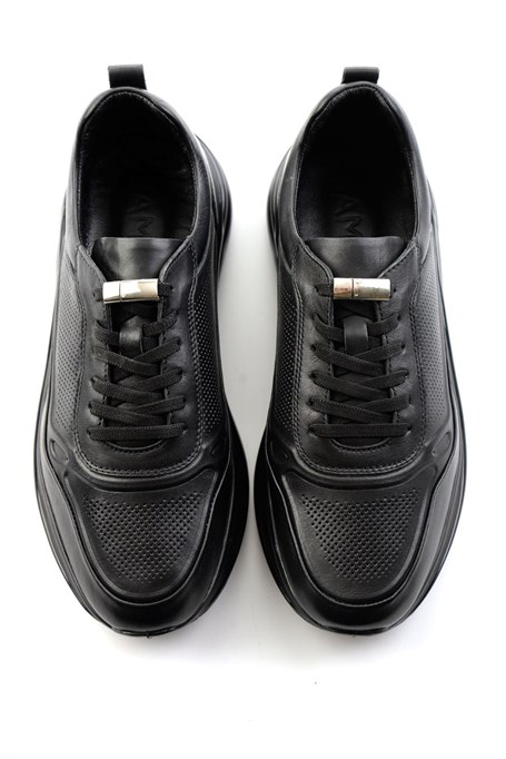 Siyah Hakiki Deri Erkek Sneaker E01018250503