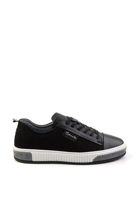 Siyah Hakiki Deri Erkek Sneaker E01018033543
