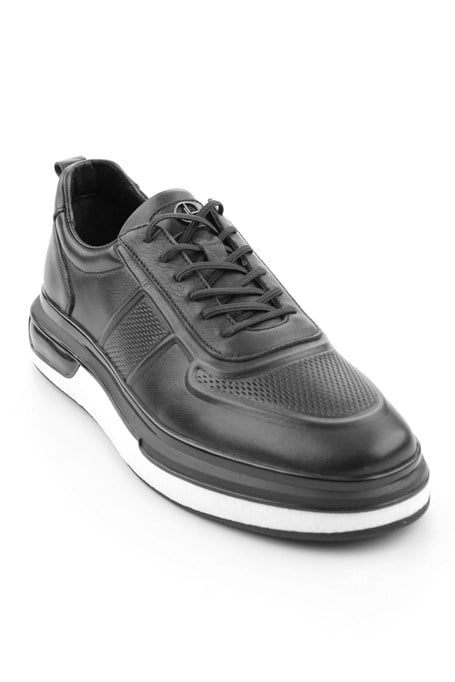 Siyah Hakiki Deri Erkek Sneaker E01018250303