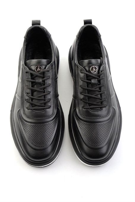 Siyah Hakiki Deri Erkek Sneaker E01018250303