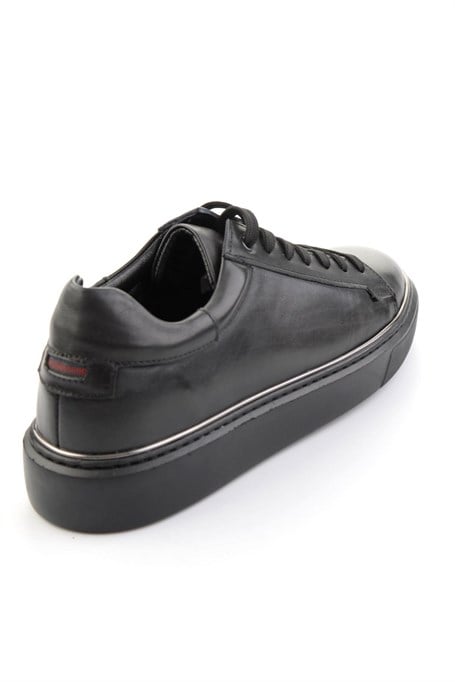 Siyah Hakiki Deri Erkek Sneaker E01054202643