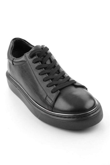 Siyah Hakiki Deri Erkek Sneaker E01054202643