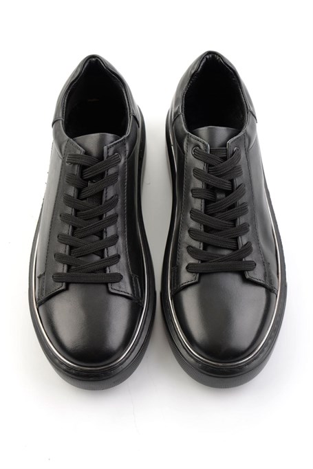 Siyah Hakiki Deri Erkek Sneaker E01054202643