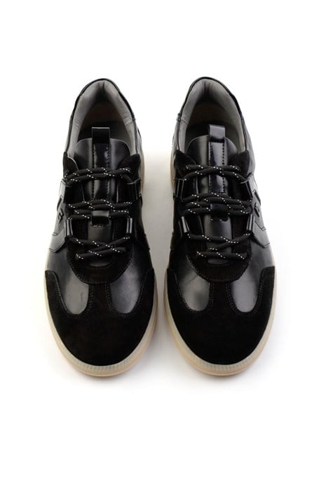 Siyah Hakiki Deri Erkek Sneaker E01075623902